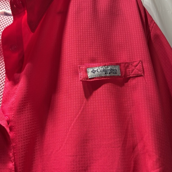 Columbia PFG Women's Shirt Hot Pink Short Sleeve Snap Close Omni Shade Pockets - Picture 12 of 16